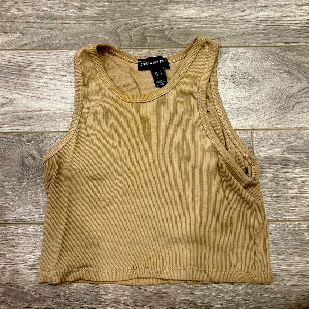 Urban planet tan tank top crop